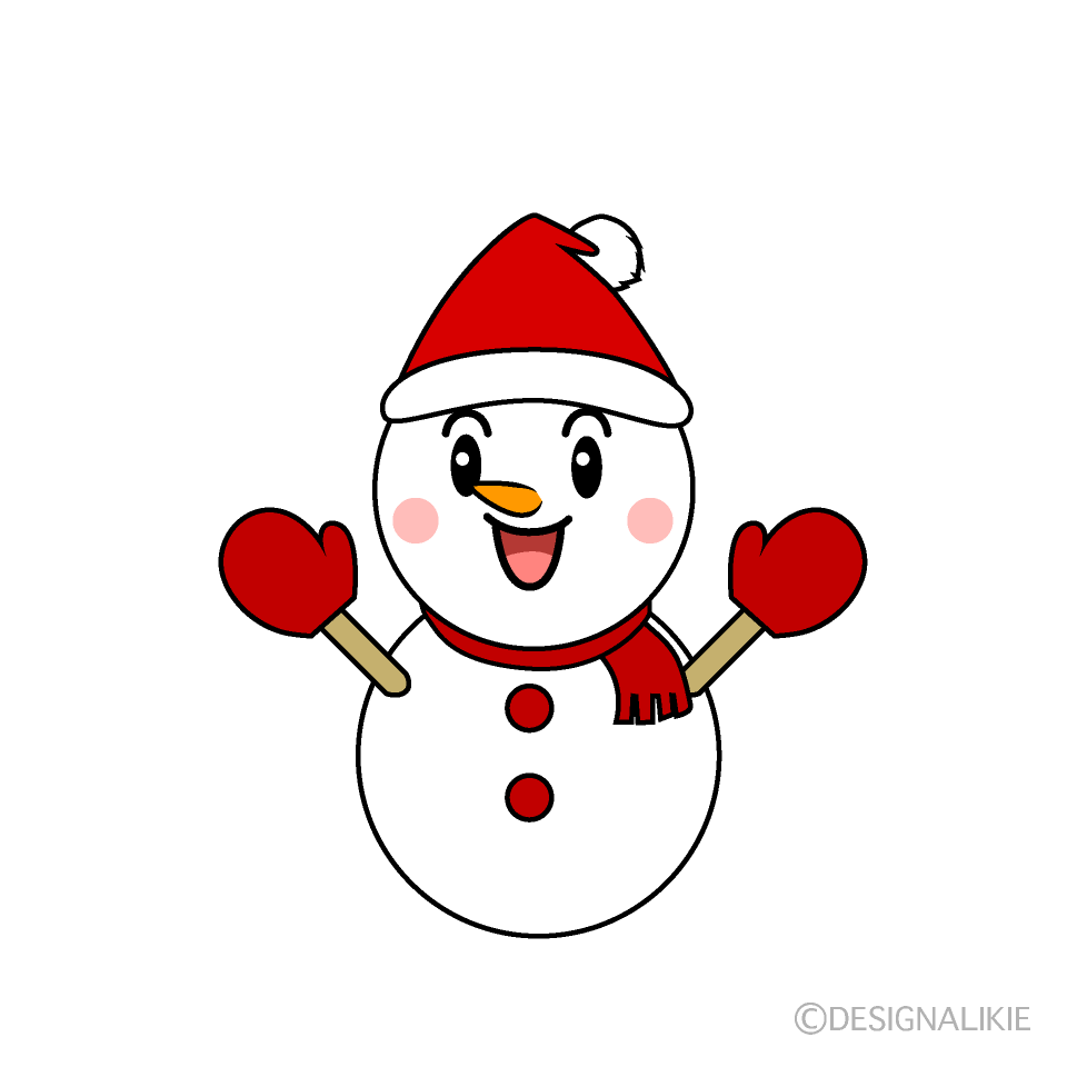 かわいいクリスマスの雪だるまイラスト