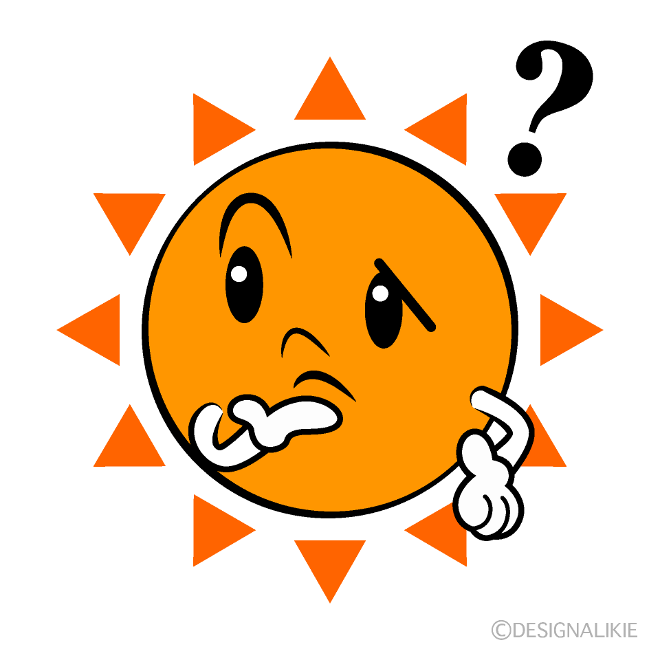 かわいい考える太陽イラスト