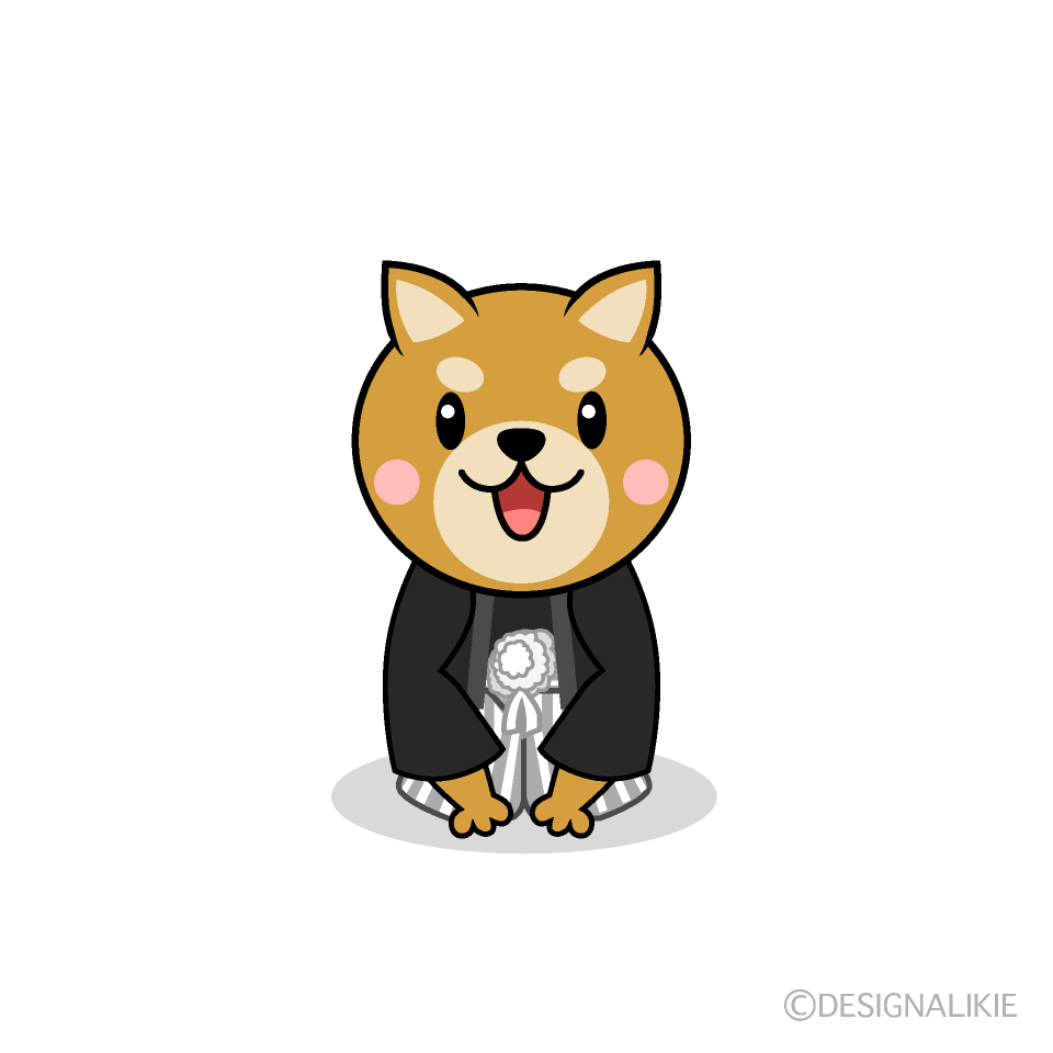 かわいい紋付袴の犬イラスト