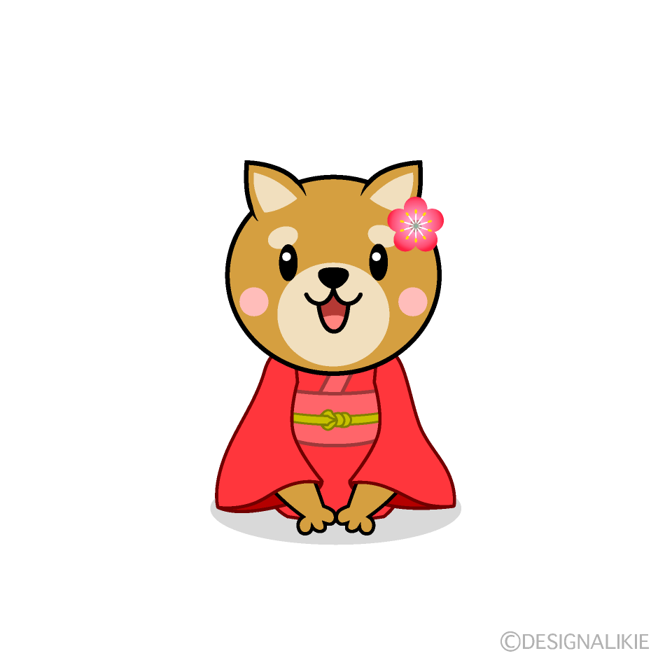 かわいい着物の犬イラスト