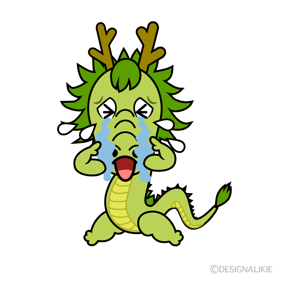 かわいい泣く龍イラスト