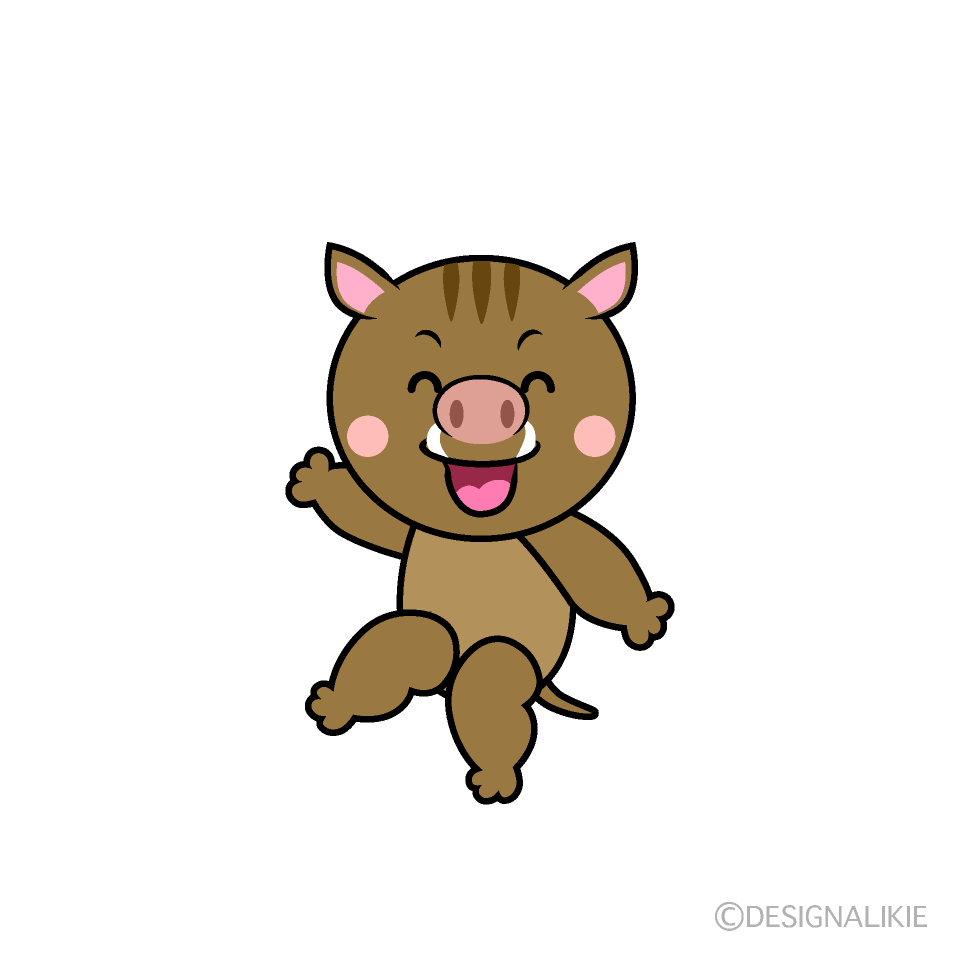 かわいい笑顔のイノシシイラスト