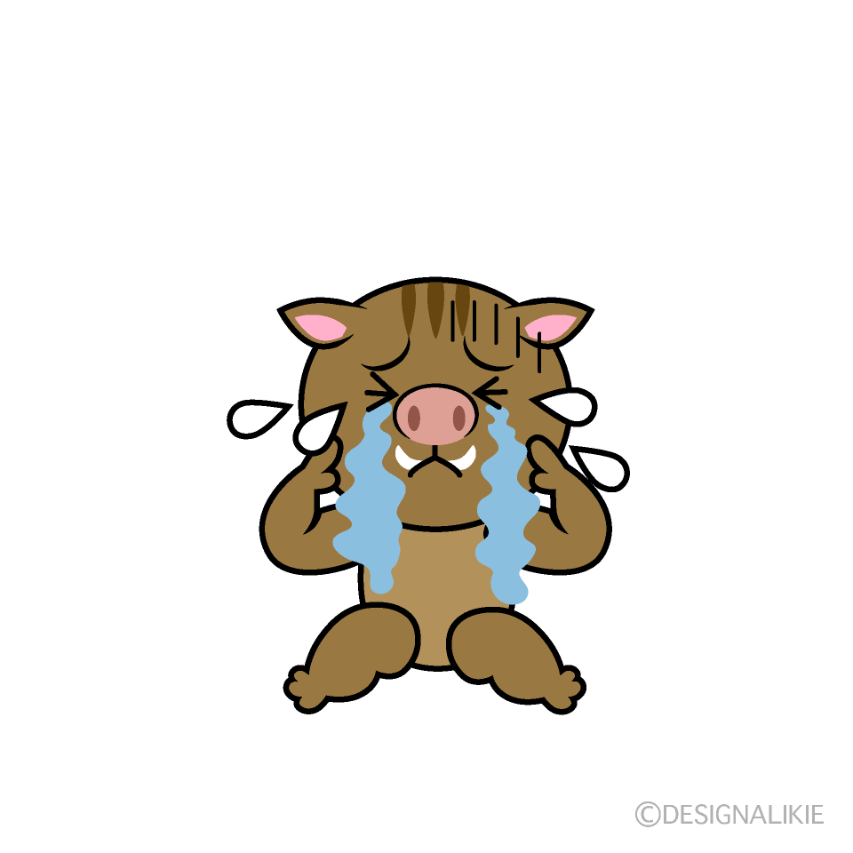かわいい泣くイノシシイラスト