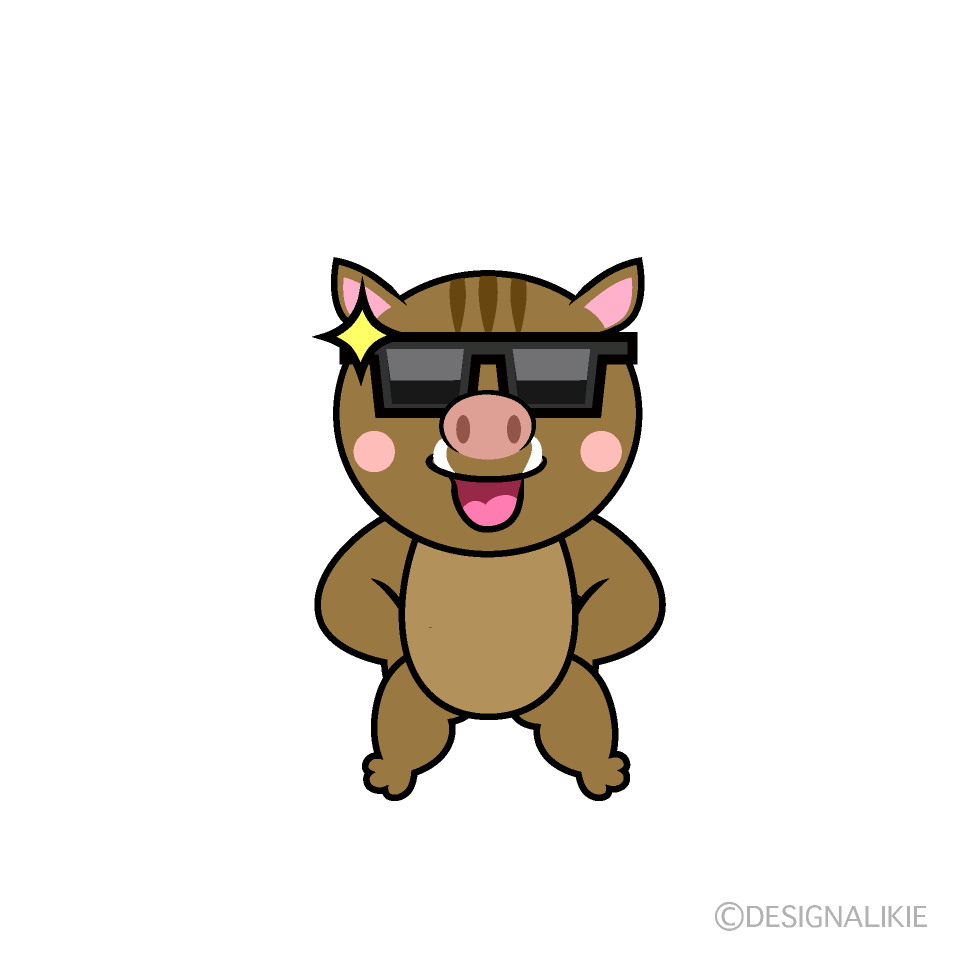 かわいいかっこいいイノシシイラスト