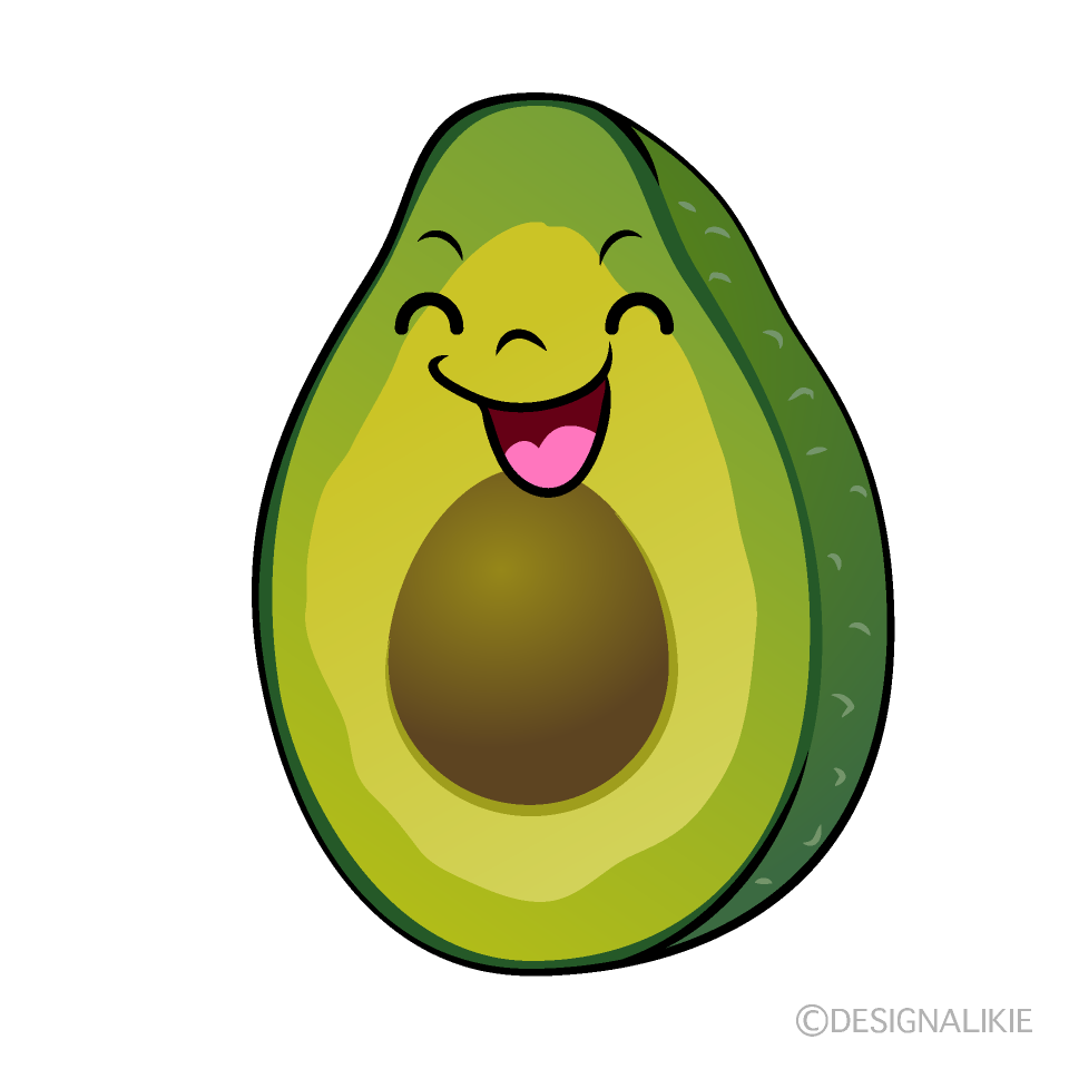 かわいい笑顔のアボカドイラスト