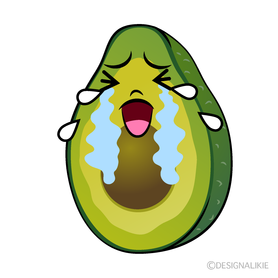 かわいい泣くアボカドイラスト