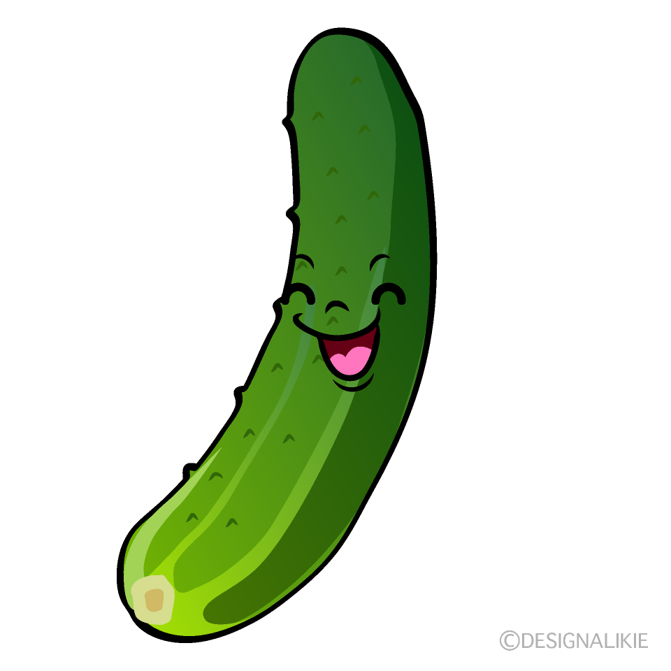 かわいい笑顔のキュウリイラスト