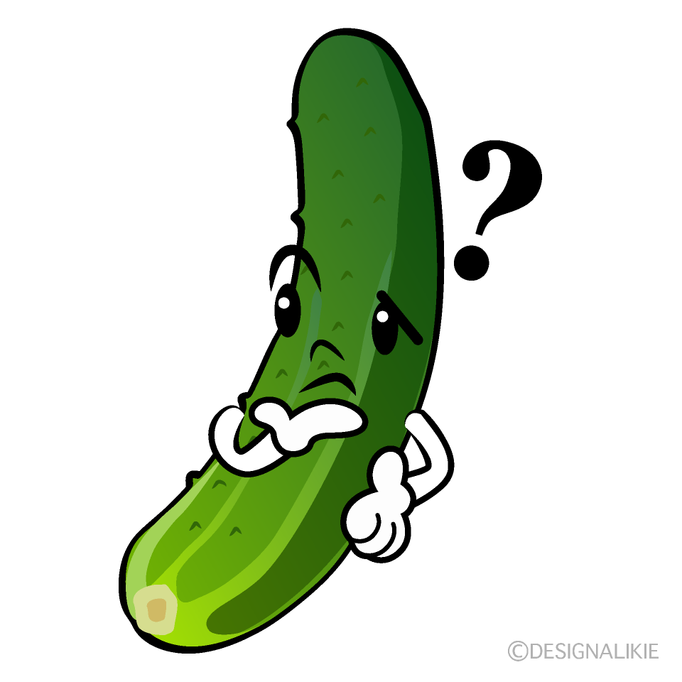 かわいい考えるキュウリイラスト