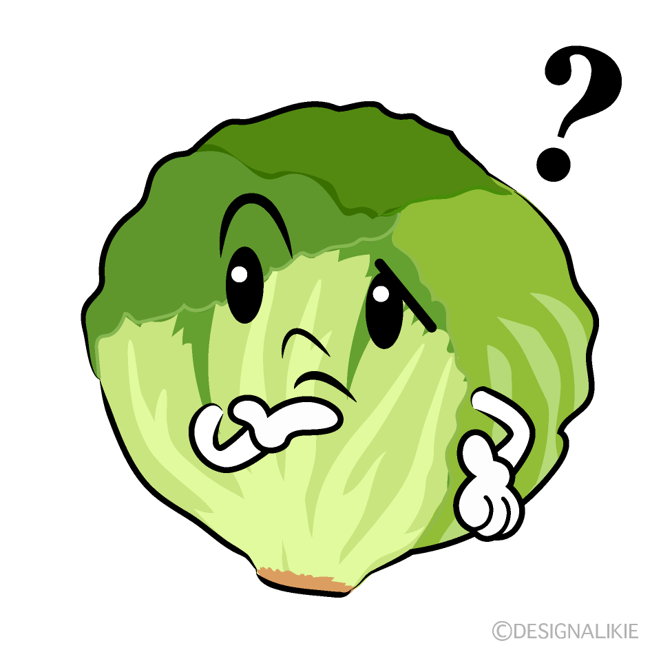 かわいい考えるレタスイラスト