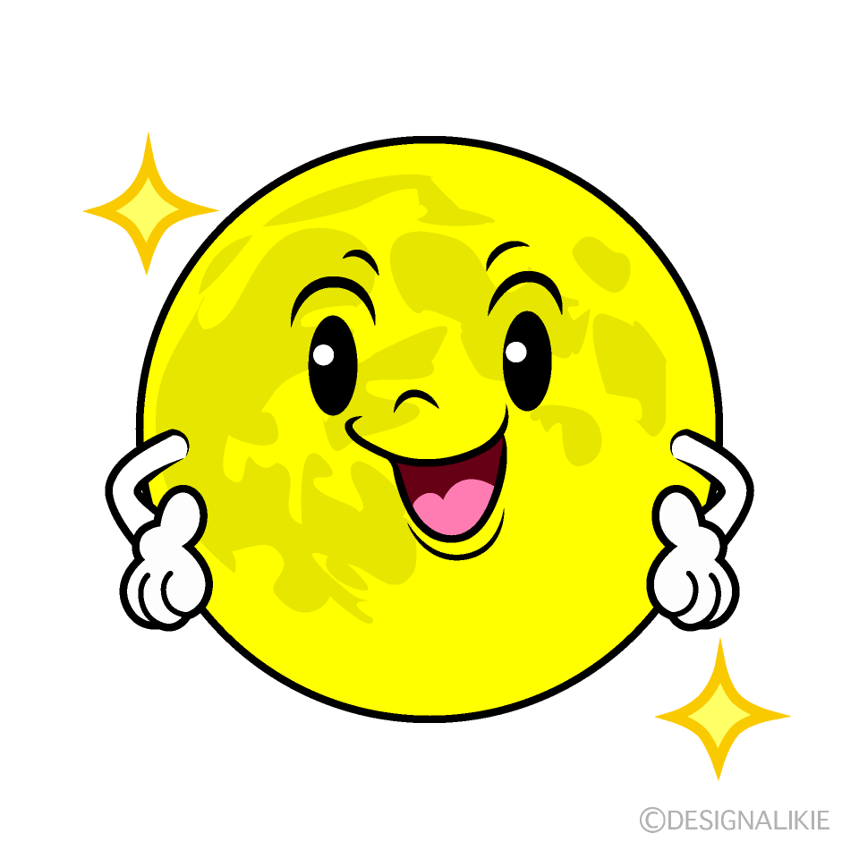 かわいい自信満々な月イラスト