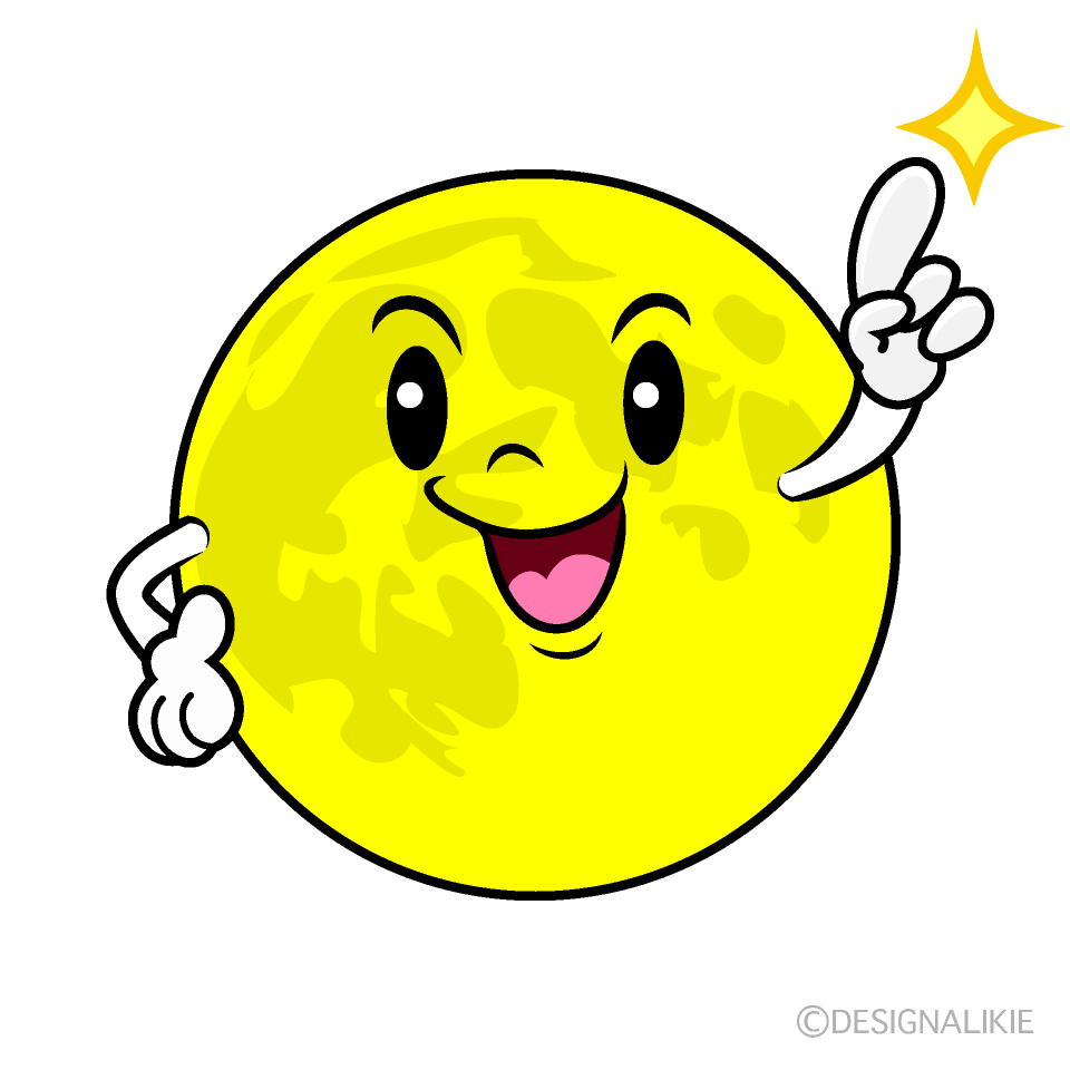 かわいい指差しする月イラスト