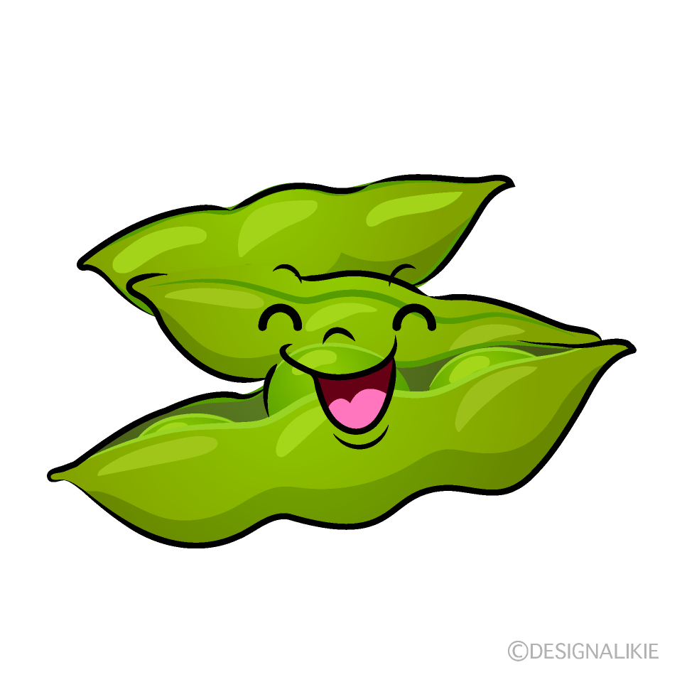 かわいい笑顔の枝豆イラスト