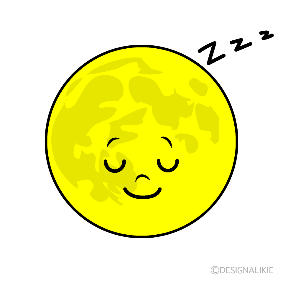 かわいい寝る月イラスト