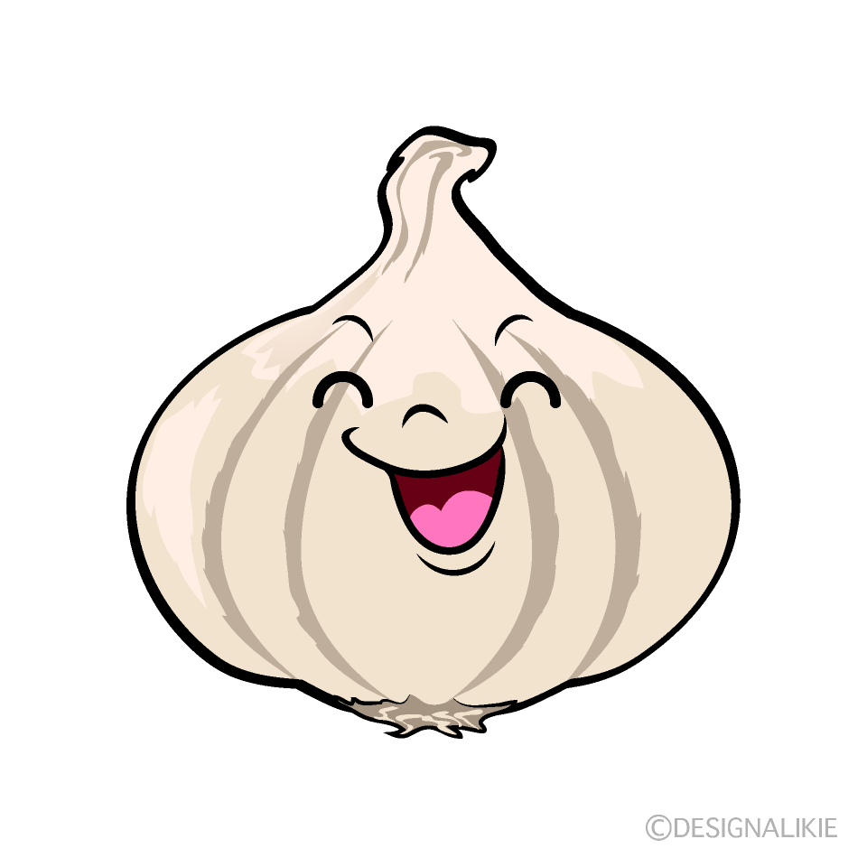 かわいい笑顔のニンニクイラスト