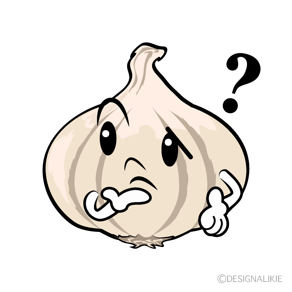 かわいい考えるニンニクイラスト