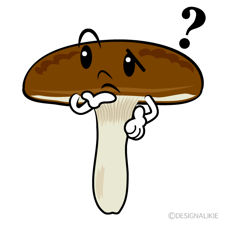 かわいい考えるシイタケイラスト
