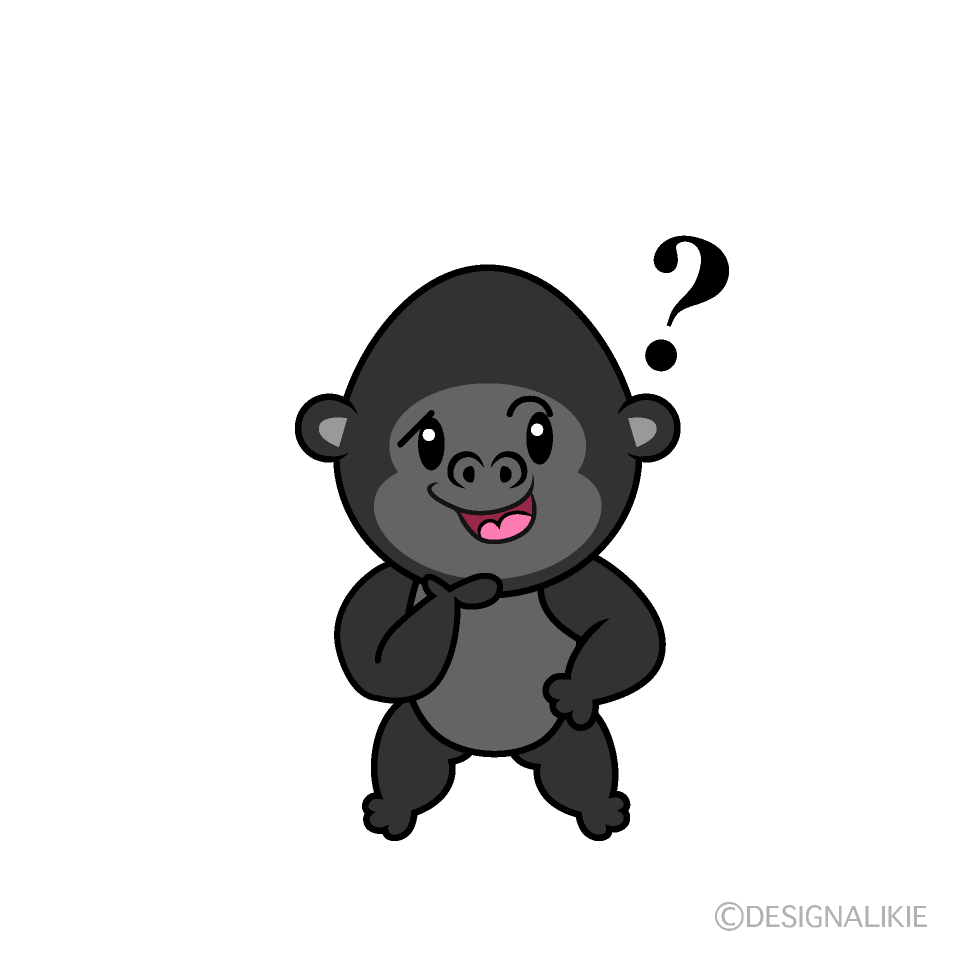 かわいい考えるゴリライラスト