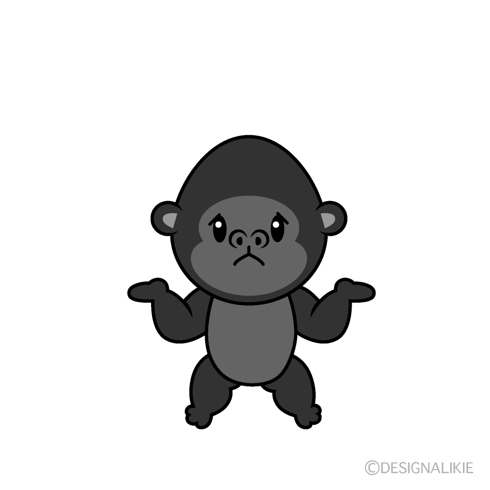 Cute Troubled Gorilla Clipart