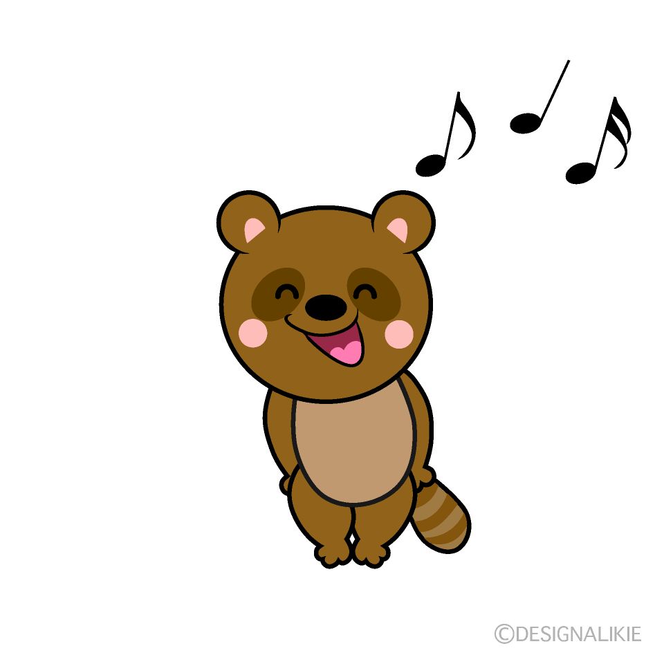 Cute Singing Raccoon Dog Clipart
