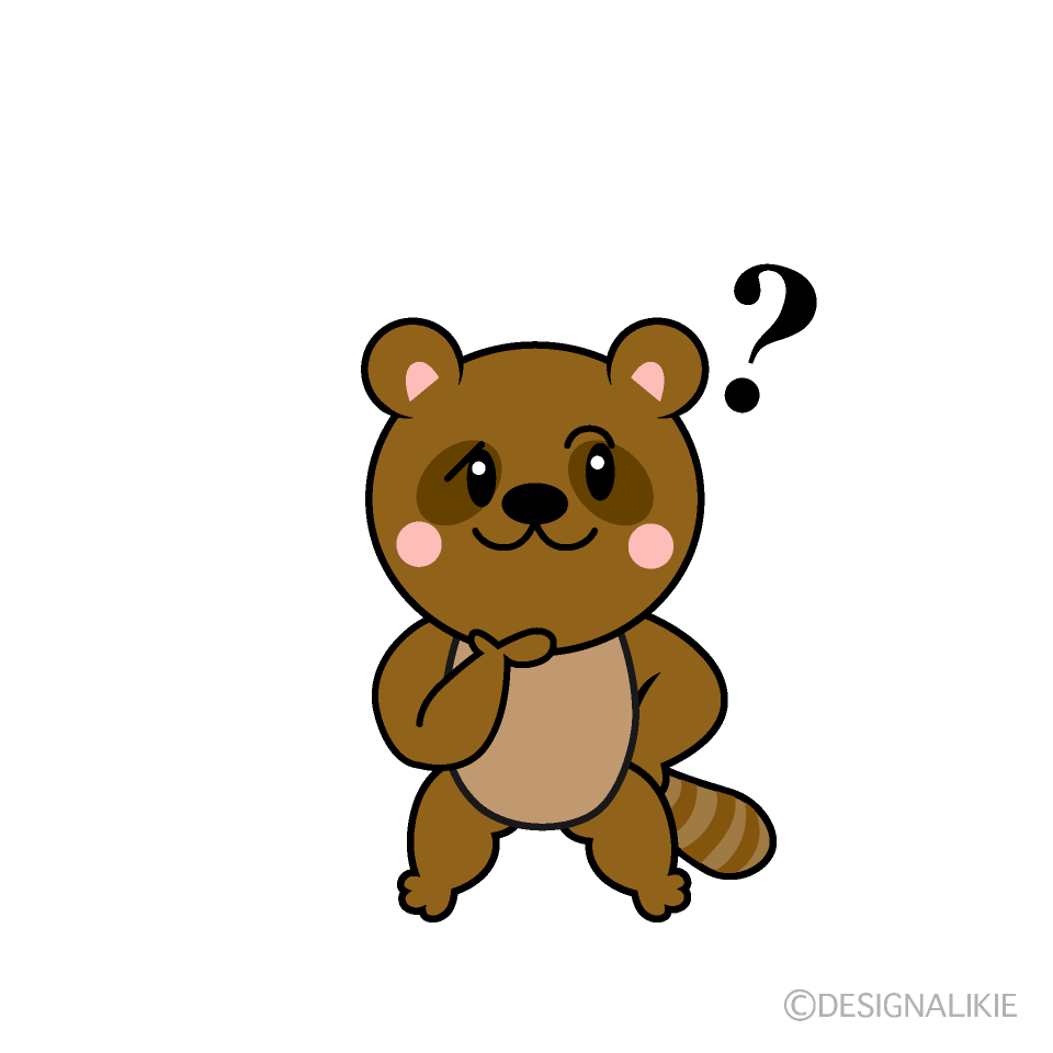 かわいい考えるタヌキイラスト