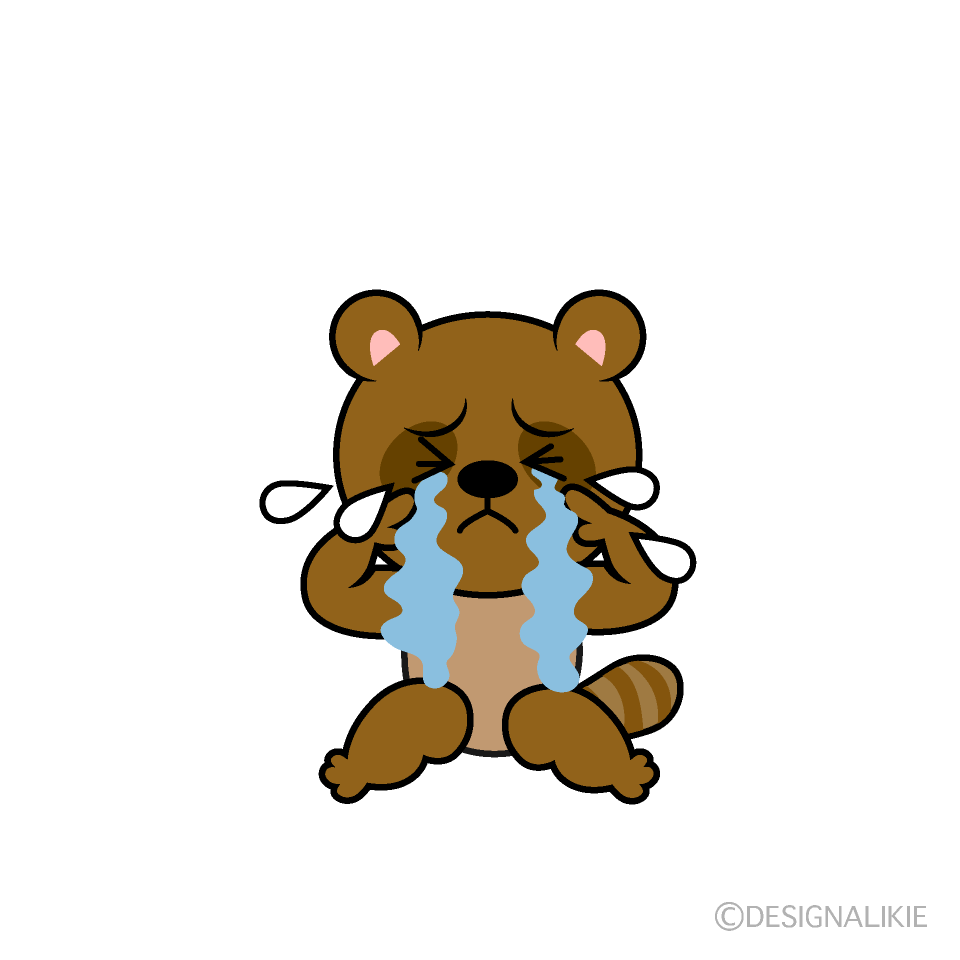 かわいい泣くタヌキイラスト