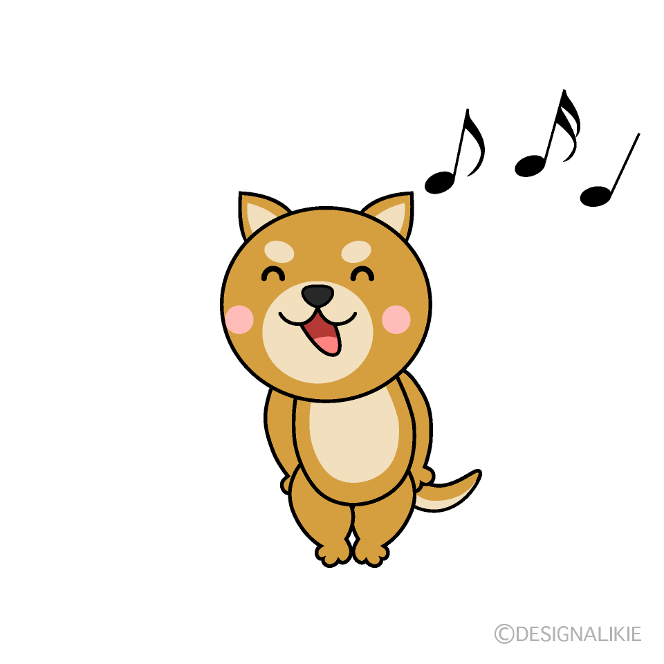かわいい歌う柴犬イラスト