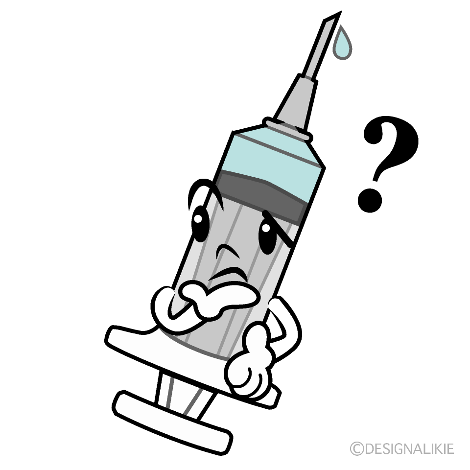 かわいい考える注射器イラスト