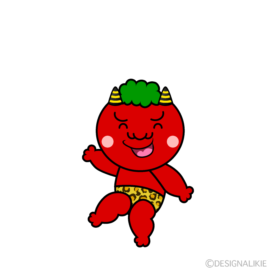 かわいい笑顔の赤鬼イラスト