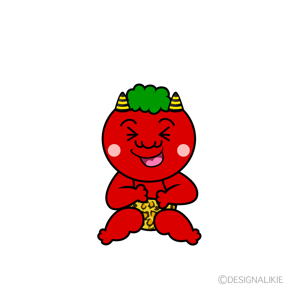 かわいい笑う赤鬼イラスト