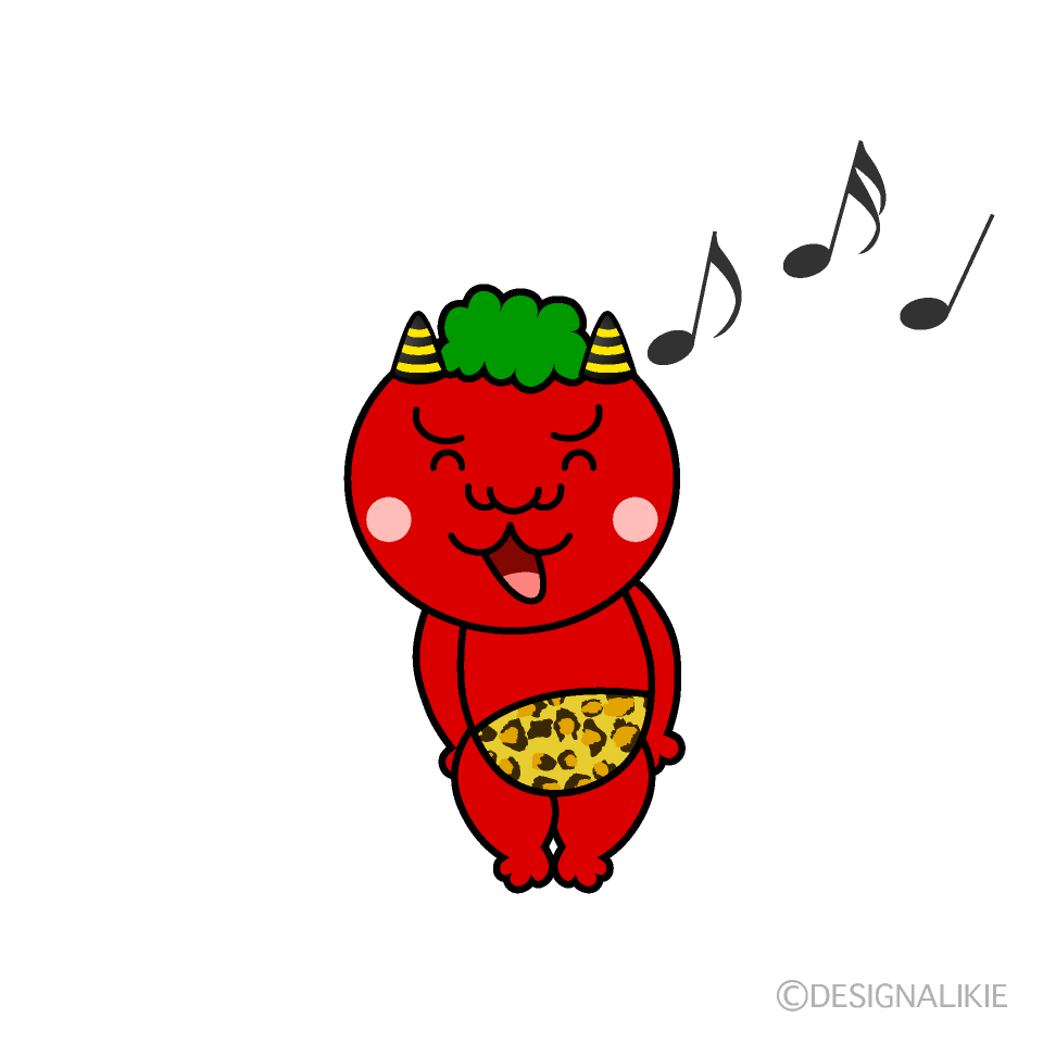 かわいい歌う赤鬼イラスト