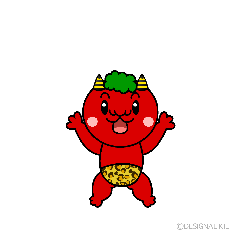 かわいい驚く赤鬼イラスト