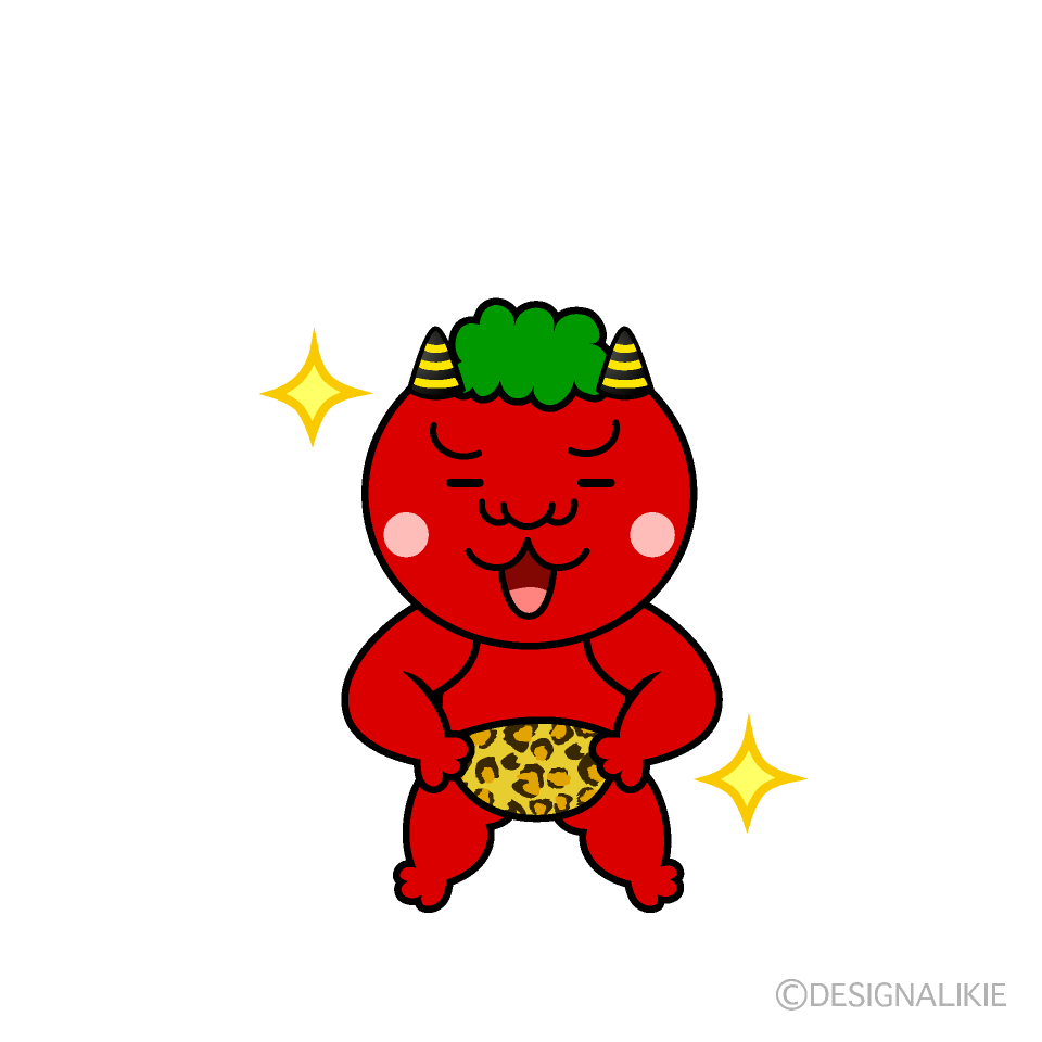かわいい煌く赤鬼イラスト