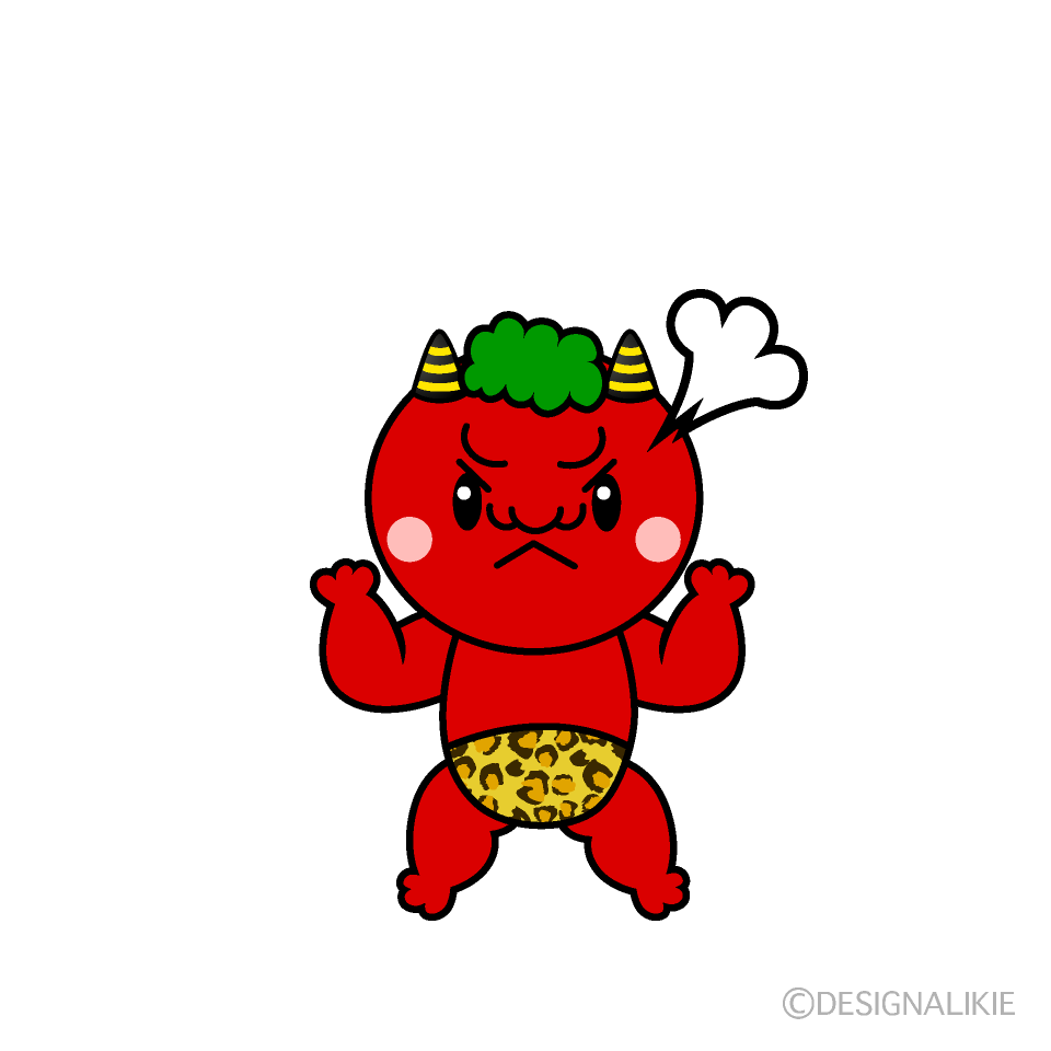 かわいい怒る赤鬼イラスト
