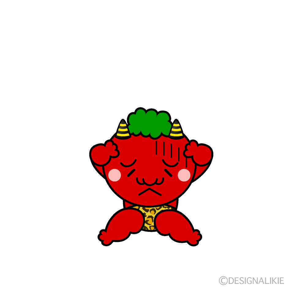 かわいい落ち込む赤鬼イラスト