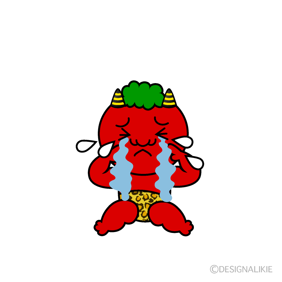 Cute Crying Red Oni Clipart