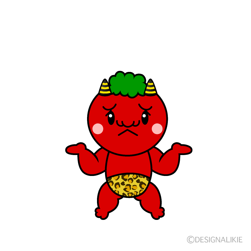 かわいい困る赤鬼イラスト