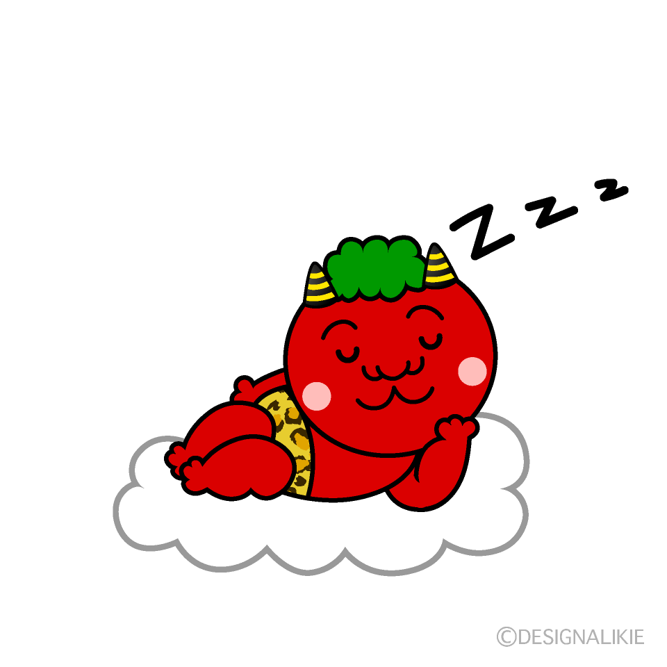 Cute Sleeping Red Oni Clipart