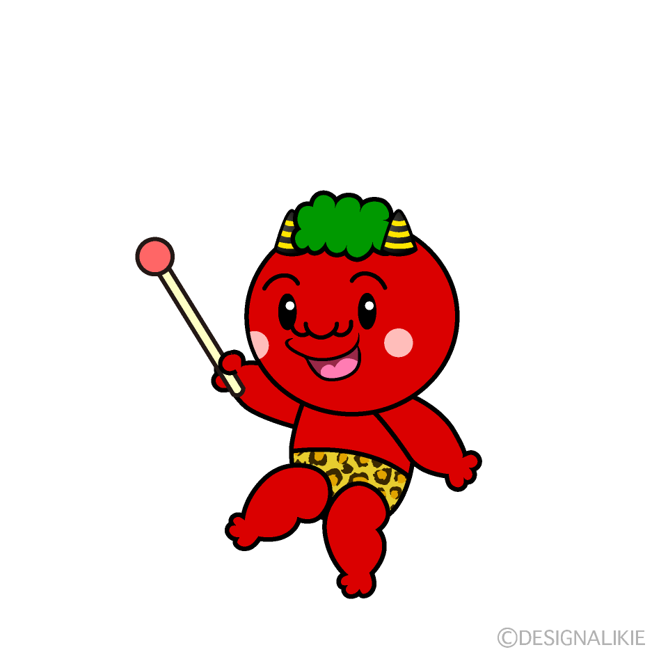 かわいい説明する赤鬼イラスト