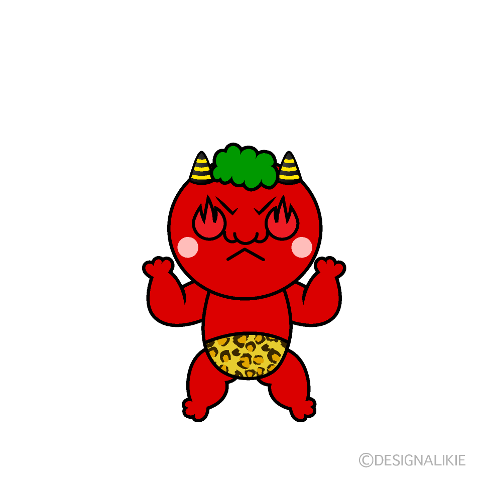 かわいい熱意の赤鬼イラスト