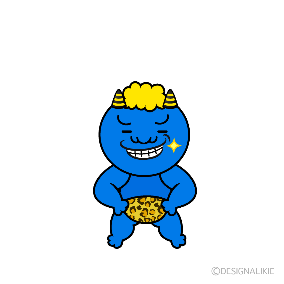 かわいいニヤリの青鬼イラスト