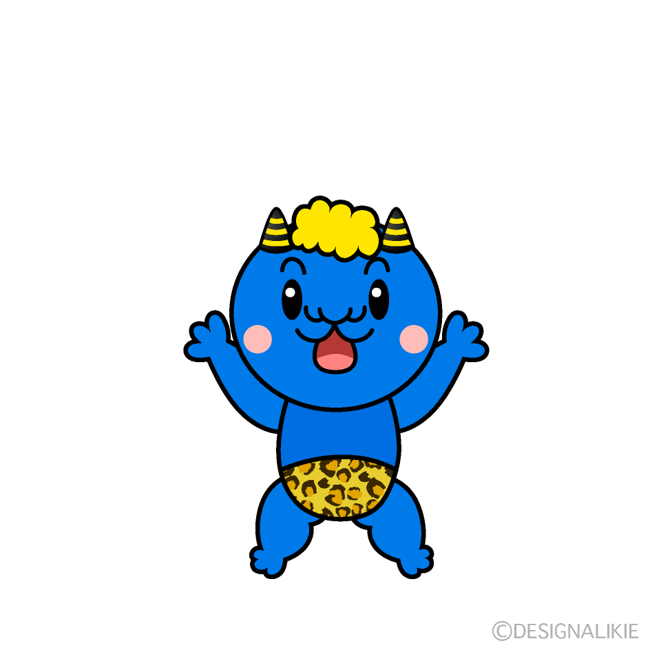 かわいい驚く青鬼イラスト