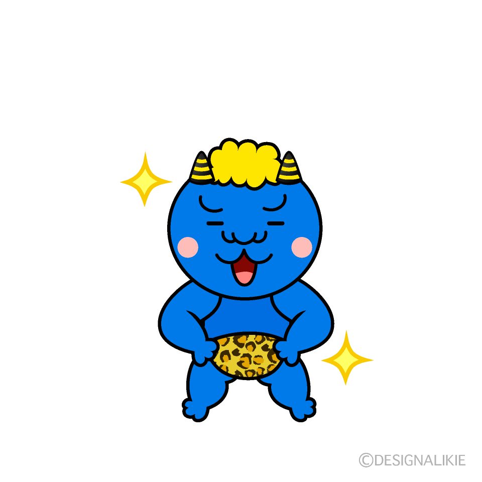 かわいい煌く青鬼イラスト