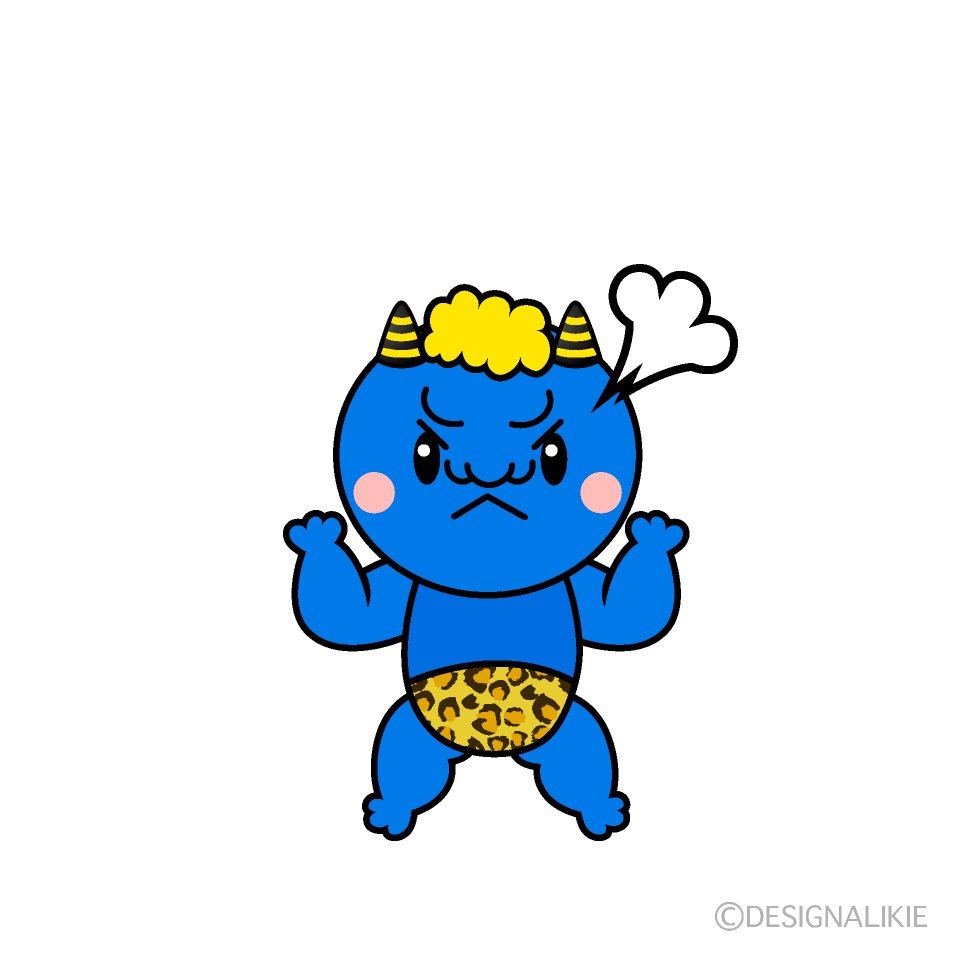 かわいい怒る青鬼イラスト