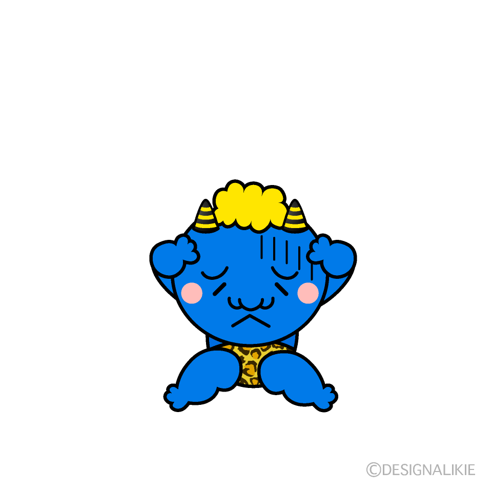 かわいい落ち込む青鬼イラスト