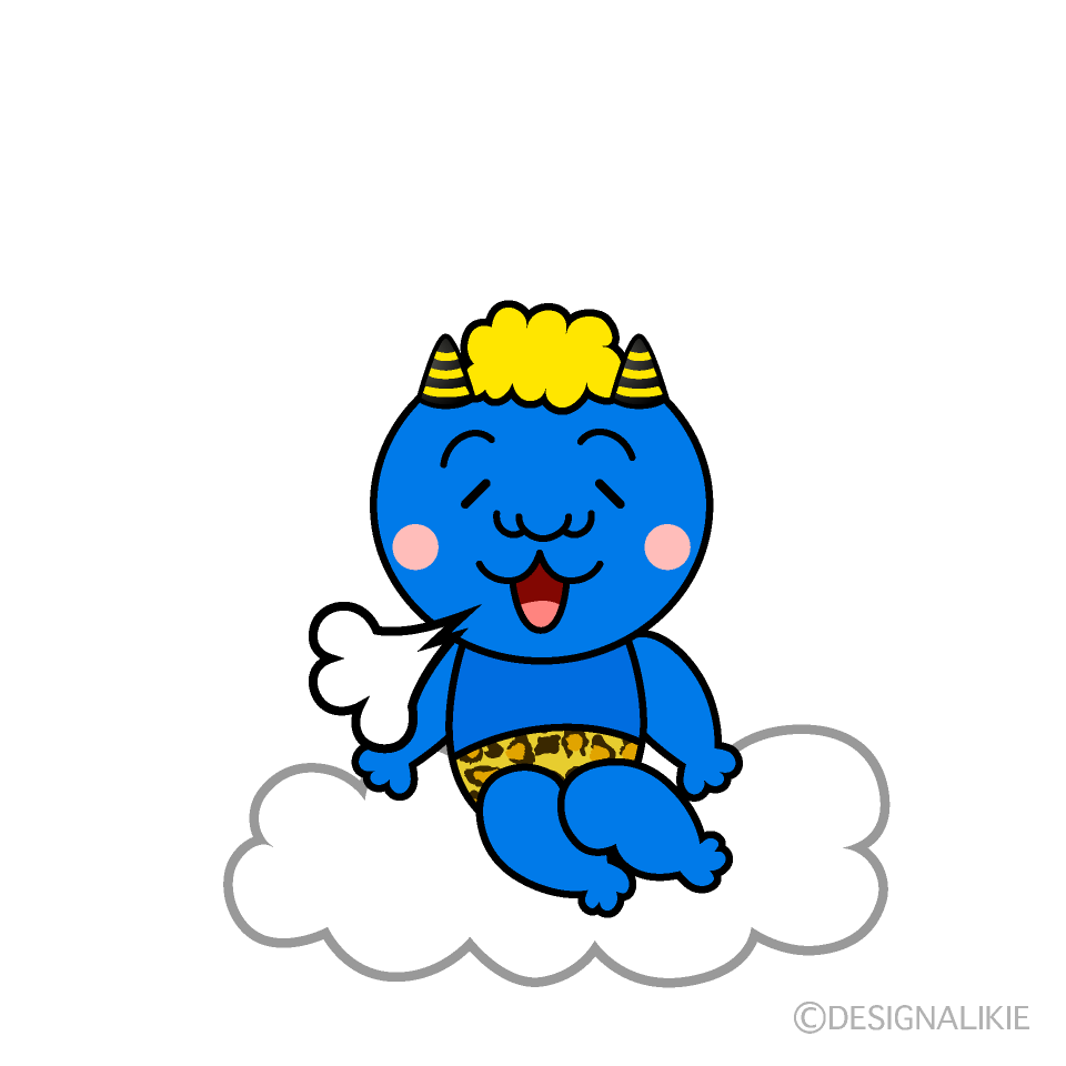 かわいいリラックスする青鬼イラスト