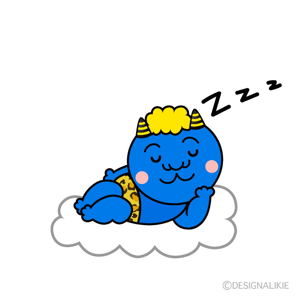 かわいい寝る青鬼イラスト