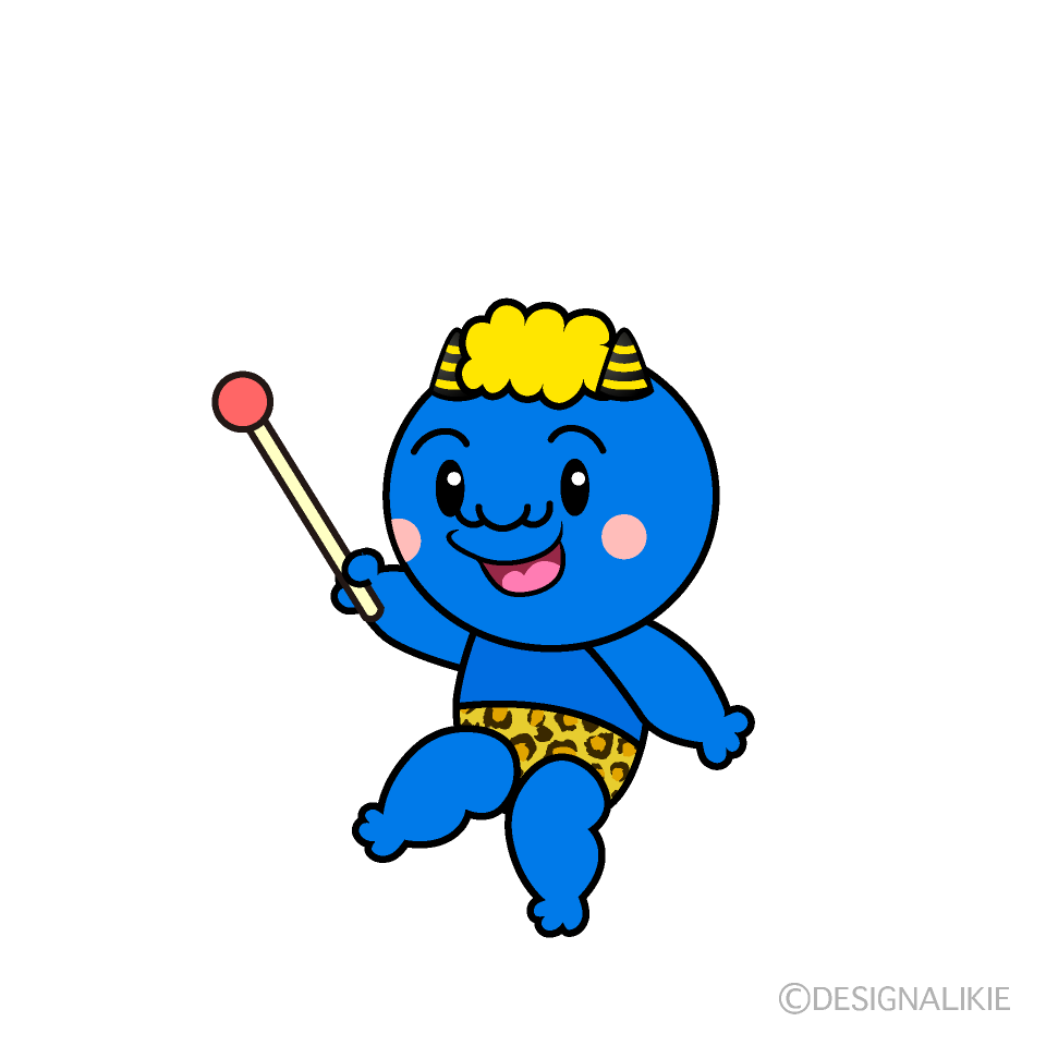 かわいい説明する青鬼イラスト