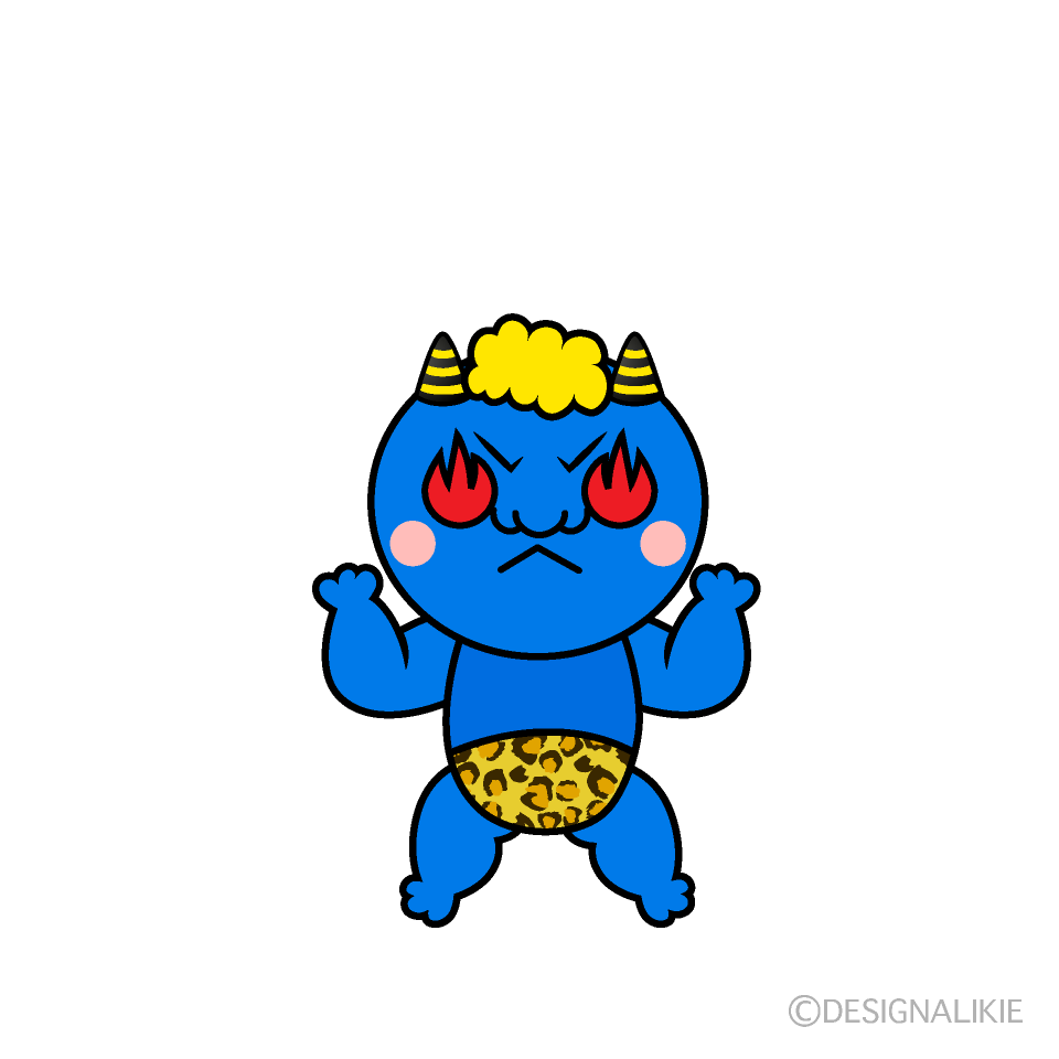 かわいい熱意の青鬼イラスト