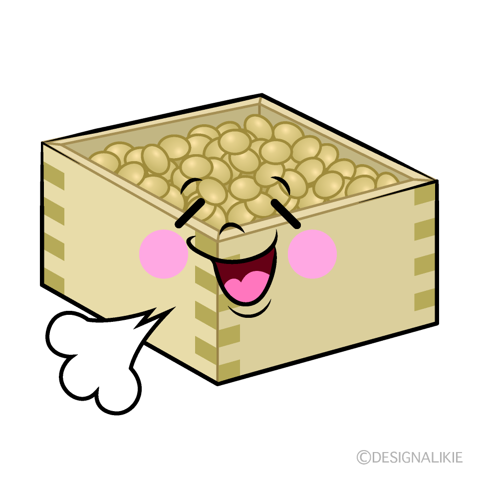 かわいいリラックスする豆まきイラスト
