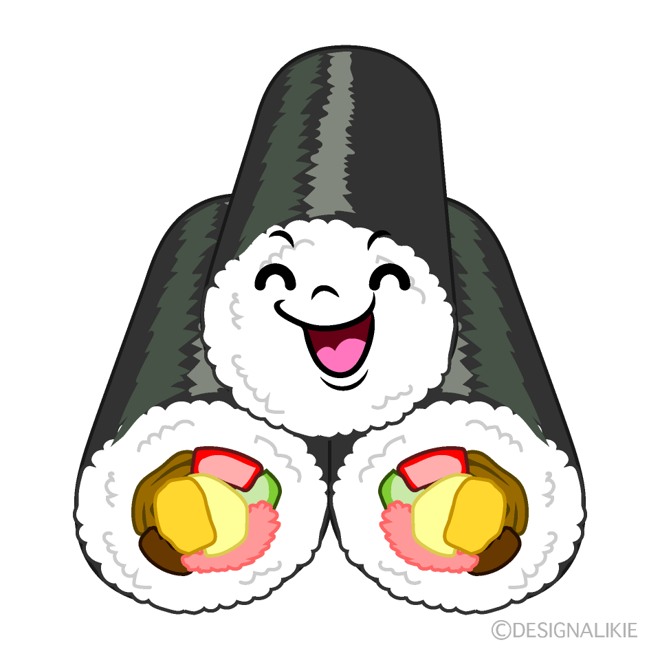 かわいい笑顔の恵方巻きイラスト